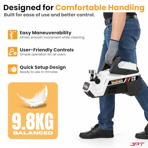 Image of JPT F8 2.0 Super Combo 2500W 250 Bar High Pressure Washer | 100% Copper Induction Motor with TSS | 10 L /min Flow | 14-Piece Car, Bike & Home Cleaning Kit