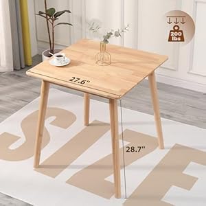 27.6" Small Square Wooden Dining Table for 2, Space-Saving Natural Kitchen Dinner Table Rustic Wood Dining Table Mid Century Modern Wood Table with Solid Wood Leg for Small Spaces 276 Small Square Wooden Dining Table for 2 Space Saving Natural Kitchen Dinner Table Rustic Wood Dining Table Mid Century Modern Wood Table with Solid Wood Leg for Small Spaces
