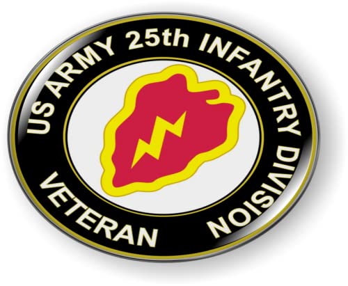 Image of 25th Infantry Division US Army Veteran CAR Emblem Badge Sticker Flexible | Official U.S. Army Licensed Product, 3D Domed, Tropic Lightning made by BestLicensePlateFrames