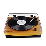 Vinyl Record Player 3-Speed Audio Technica Turntable with Stereo Speakers Supporting Vinyl to MP3 Converter PC Recording- Natrual Wood
