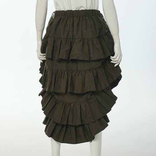 GRACEART Women's Steampunk Skirt Adjustable Ruffle Gothic Vintage Skirt, Suede Blend (Amy Green), XXL - Image 4