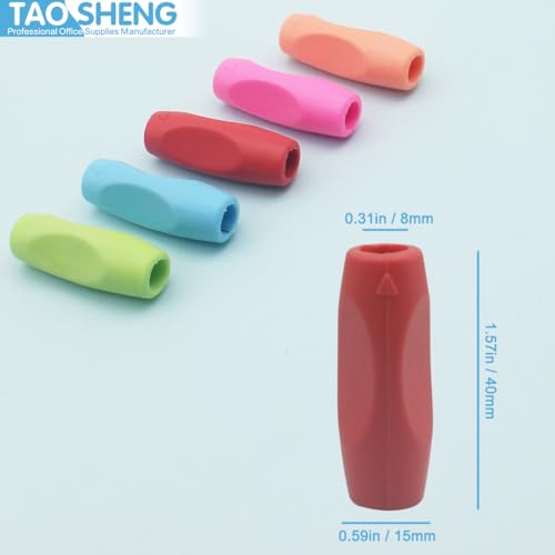 TAOSHENG Silicone Pen Grips Set, Pure Color Pencil Grips Ambidextrous Writing Aid for Children Adults, Flexable Soft Comfortable Corrective Finger Tool for Students, 5 Pack