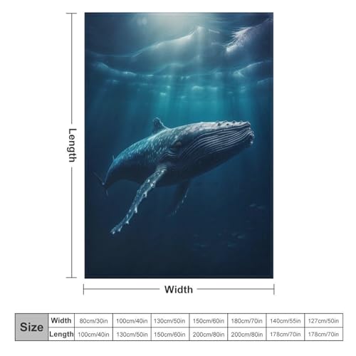 Couverture en Baleines 3D Flannel Chaudes Légères pour Lit Canapé