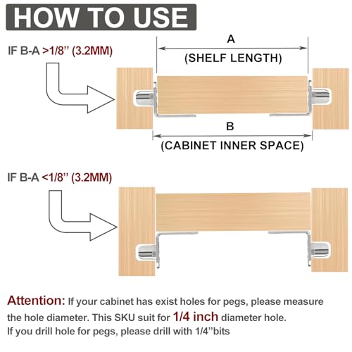 Winking Moon SL-LS1/4 1/4 Inch (6.35Mm) Shelf Pins L-Shaped Metal Support Pegs Bracket-Style Clips thumb #2