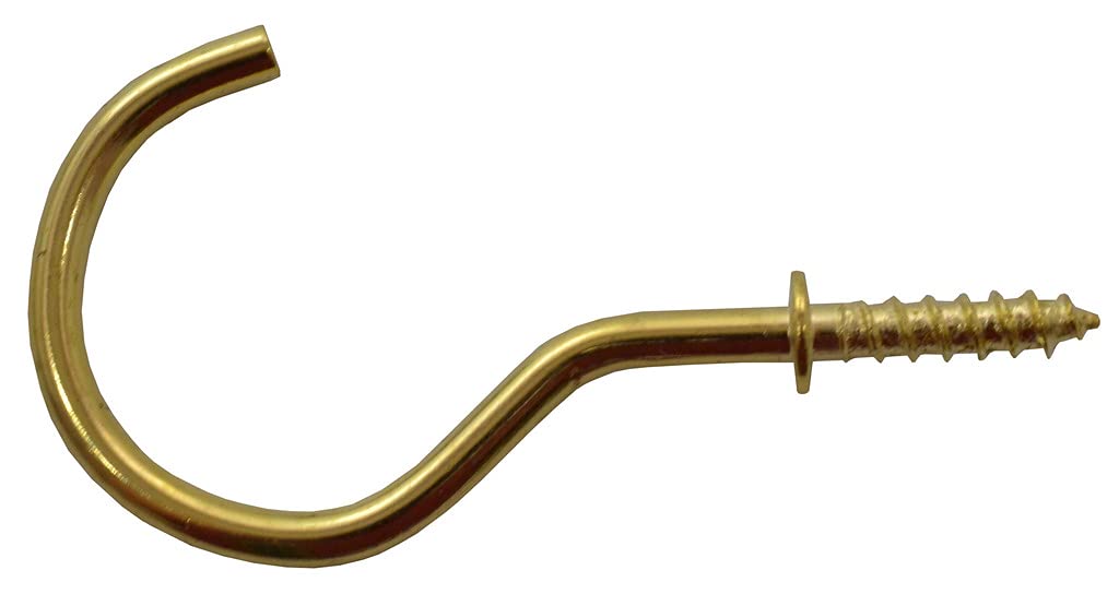Shouldered Cup Hooks, 50mm, Brassed Pack of 4