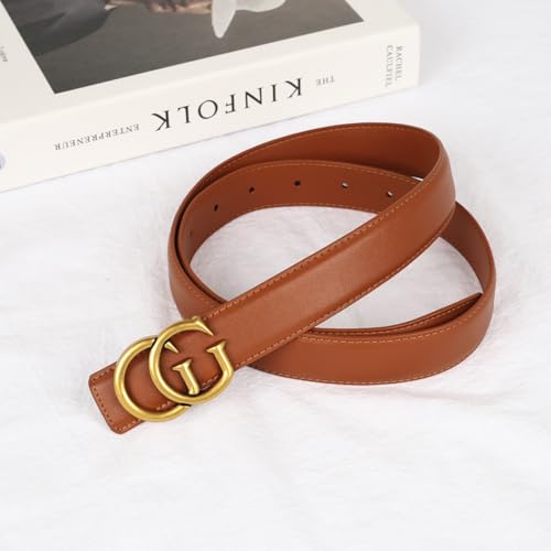 Image of Aurolran Women's Leather Belt with Buckle - Ideal for Dresses, Jeans, and Coats
