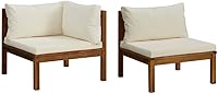 Vista 1 de vidaXL Juego de sofá de 2 piezas con cojines blanco crema madera de acacia maciza