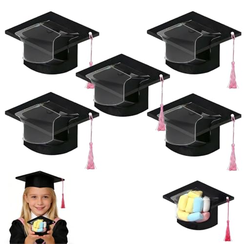 PINKE Graduation Candy Dome Greeting Card Gift with Tassel Chocolate Box Creative Graduation Decorations Party Candys Gift Boxes DIY Graduations Cap Candy Cards Boxes for Ceremony Party (5PCS)