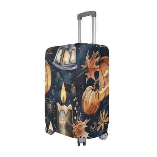 senya Travel Luggage Cover Suitcase Protector Halloween Candle Pumpkin Leaves Washable Baggage Covers Fits 22-24 Inch Luggage3