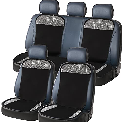 7 Pieces Bling Car Seat Covers Bling Rhinestone Seat Covers Breathable Mesh Front Seat Covers Car Seat Protector Bling Car Accessories for Women Girl Auto SUV Truck Car Interior Accessories