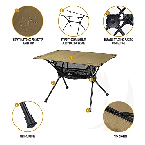 Onetigris Worktop Outdoor Folding Table, Portable Hard Top Camping Table With Mesh Storage Organizer And Carry Bag For Indoor, Outdoor, Hiking, Backpacking, Picnic, Partio, Bbq, Travel, Fishing #TOP5