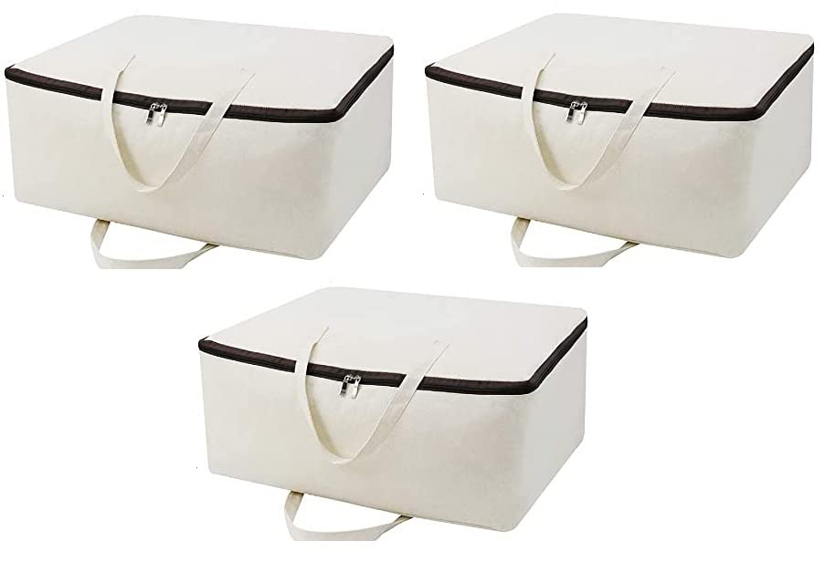 HOME STYLE INDIA Closet Organizer and Storage Foldable Clothing Storage Bag for Clothes, Blanket, Comforter Canvas Material. (PACK OF 3) (B0B949QT1F) Amazon Price History, Amazon Price Tracker
