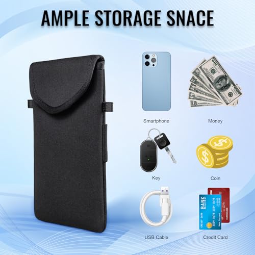 Image of Neoprene Phone Sleeve Pouch Case Bag for Men Women w /Crossbody Strap /Neck Lanyard for iPhone 17 /16 /15 /14 Pro Max, Samsung S25,Pixel 10