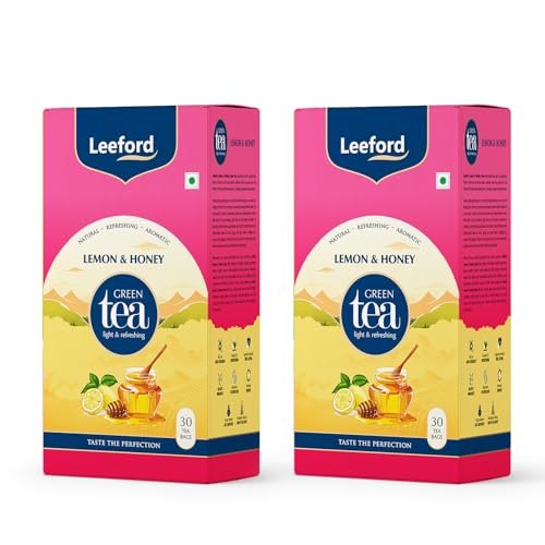 Image of Leeford Lemon & Honey Green Tea - Pack of 2 (30 Tea Bags Each) | Refreshing Herbal Blend | Rich in Antioxidants | Supports Immunity & Metabolism | Zero Calories | Natural Detox Drink