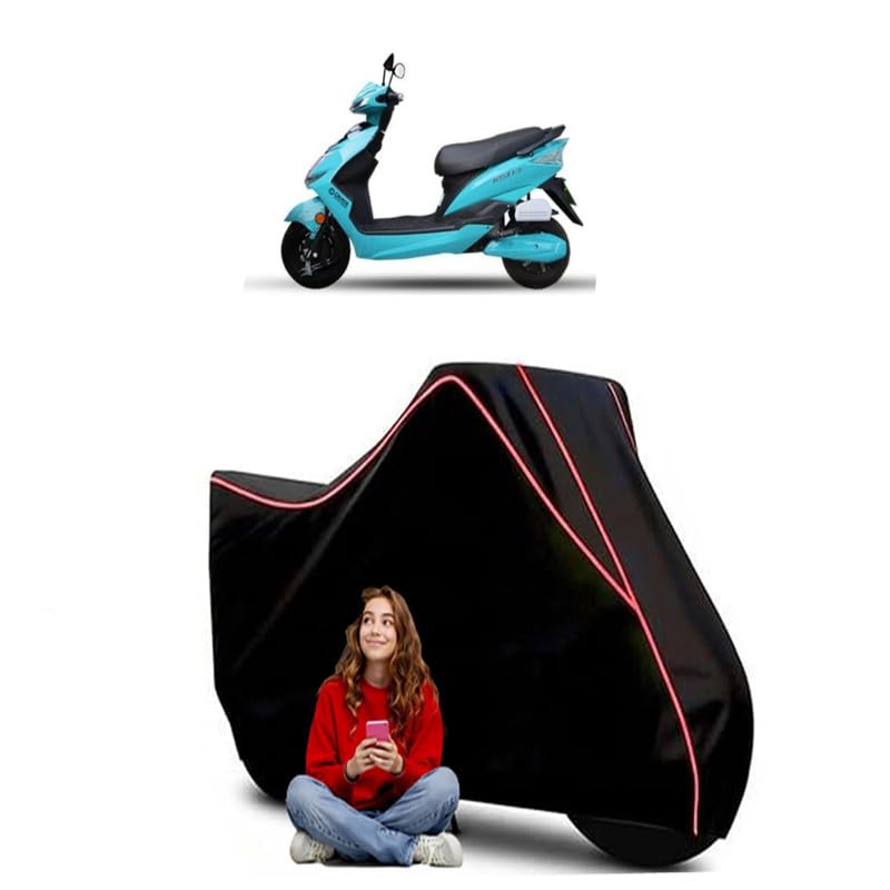 Image of Okaya Faast F2F Scooty Bike Cover Water Resistant Outdoor Use Universal Fit Scooters Motorcycles Heavy Duty UV Protection Dust Rain Scratch Resistant Elastic Bottom Black Blue Piping