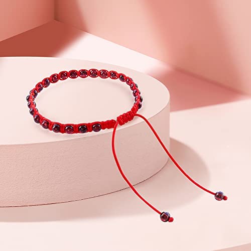 Red String Bracelet Anklet Garnet January Birthstone Beaded Adjustable Unisex Birthday Commemorative Gift2