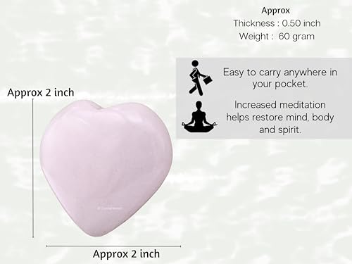 Image of Certified Pink Calcite Crystal Heart Palm Pebbles Stones for Anxiety Stress Relief Massage - AAA Grade Original Healing Gemstone Agate Heart Palm Stone for Yoga Meditation Spiritual