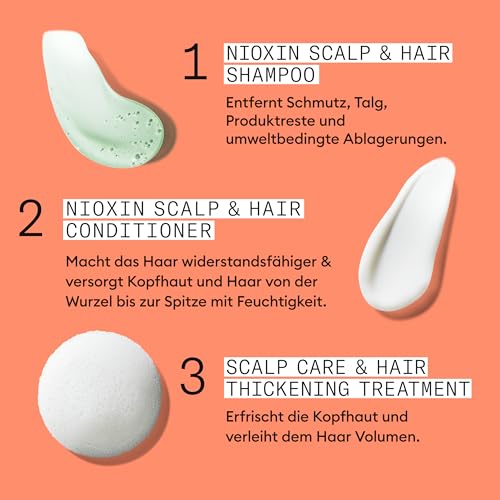 Nioxin Scalp + Hair Kit System 4 - Haarpflege für strapaziertes, sichtbar dünner werdendes Haar - Shampoo, Conditioner & Scalp Treatment (300+300+100 ml)