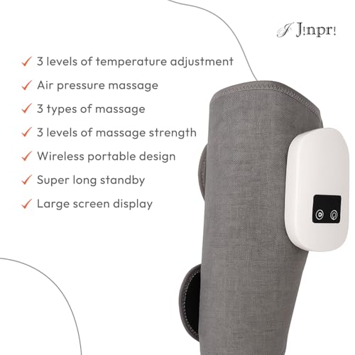 Image of JINPRIAir Compression Leg Massager with Heat - Cordless Calf for Circulation & Pain Relief Foot Therapy Machine Relaxing Men Women Shiatsu Kneading Massage (2)