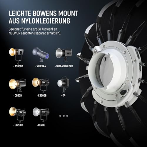 NEEWER Parabol Softbox Set, 23,6" Softbox mit Bowens Mount und Licht Diffusoren für Studio, Video, Streaming Beleuchtung… – Ansicht 6