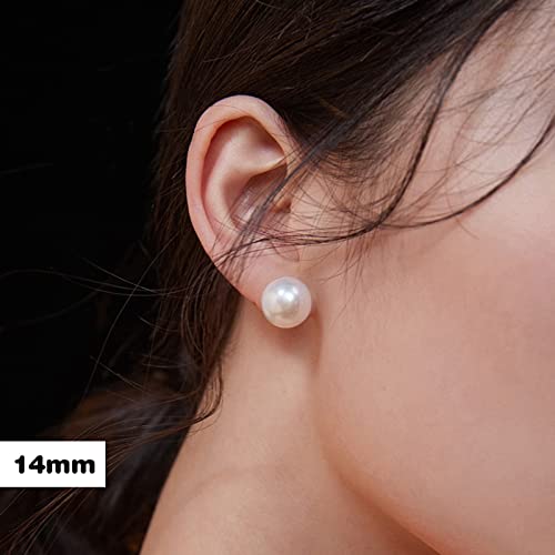 Big Pearl Earrings - Extra Oversized Classic Faux Round Large Simulated Pearl Studs for Women,Hypoallergenic to Sensitive Ears3