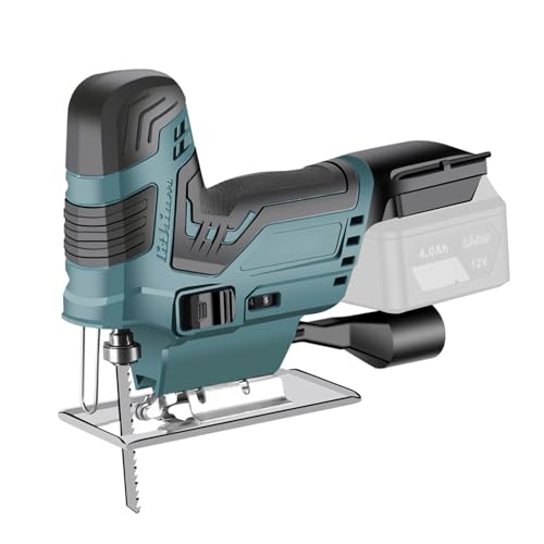 CISSIYOG Wiederaufladbare Stichsäge kompatibel mit Makita 12 V Batterie, Stichsäge mit 2 gebogenen Sägeblättern (kein Batterie/Ladegerät)