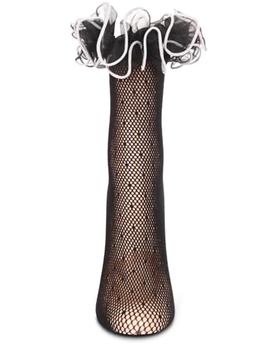 MeMoi Women's Swiss Dot Ruffle Lace Cuff Sheer Crew Socks2