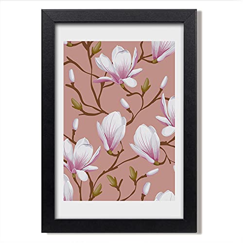Peinture décorative magnolia cadre bois moderne Tulup 20x30
