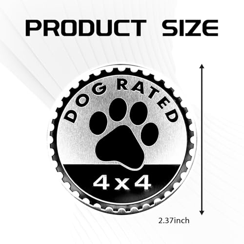 Image of Dogs Badge Rated Car Emblem, 4 x 4 3D Metal Automotive Badges, Car Exterior Accessories Round Emblems Decals Stickers Compatible with Jeep Wrangler Grand Cherokee Renegade (Dogs), silver