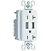 C2G Dual USB Charger with Dual 20A Duplex Outlet and Decorator Wall Plate White (12836)