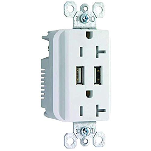 Cargador USB doble C2G con toma de 20A y placa premium blanca
