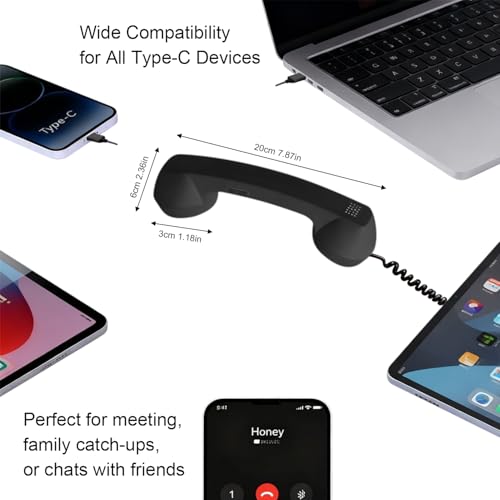 Auricular Retro para Teléfono Tipo C con Cable Negro miniatura 5