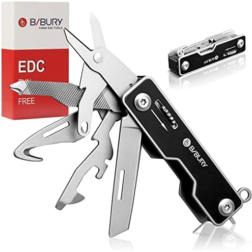 Bild 9 - BIBURY 18 in 1 Multitool zang, Taschenwerkzeug, Titan-Griff Design Faltbares Multitools Edelstahl, Multiwerkzeug, Multifunktionale mit Schraubendreher Säge für Camping Reparieren, Geschenke für Männer