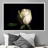Framed Canvas Wall Art Rose Bohemian Dark Dramatic Floral Multicolor Petal Photography Portrait - 16x24 inches