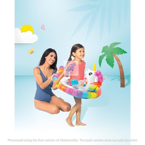 Image of Inflatable Kiddie Float | Water Baby Floater for Kids| Safe Anti-flip Diaper Style Swim Tube Rider| Swim Pool Tube for Toddlers|Multicolor Cute Swimming Pool Safety Seat (See-ME-SIT)