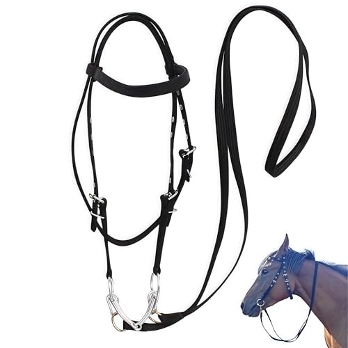 Zaumzeug Zaumzeug Halstecher für Pferde-Trainingszubehör Halfter Trainingszüge, geeignet für Ponys mit einer Schulterhöhe von 0,9-1,3 m, schwarz