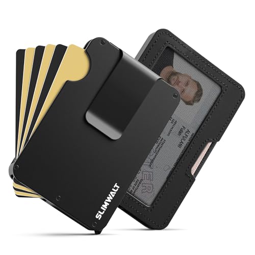 Image of Fan-out Wallet for Men with ID Window and Money Clip - Minimalist Slim Cardfan Card Holder, Mens Wallet with RFID Blocking, Metal Pop Up Wallets Black, Gifts for Men