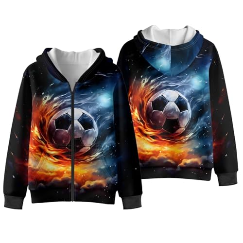 Kids Boys Fleece Hoodie Full Zipper Sweatshirts Soft Warm Fleece Jackets Coat Long Sleeve Athletic Jacket Activewear