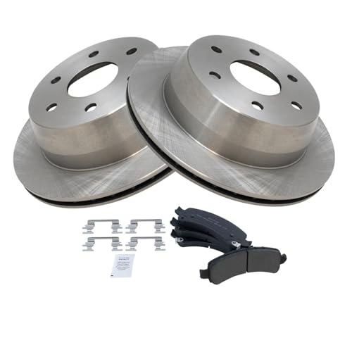 Image of TRQ Rear Brake Pad and Rotor Set Semi Metallic Compatible with 2002 Chevrolet Avalanche 1500 Yukon XL 1500