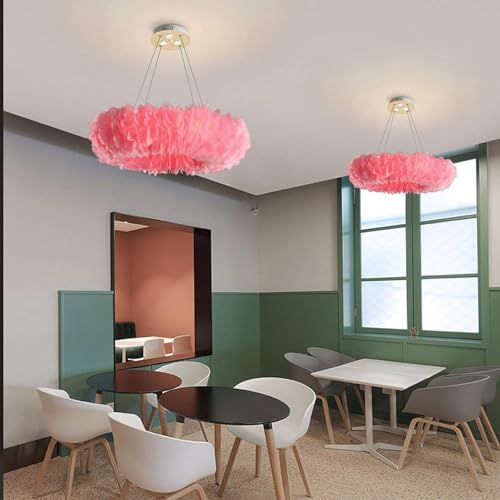 Lustre à plumes romantique plafonnier LED suspension E27 salon - 3