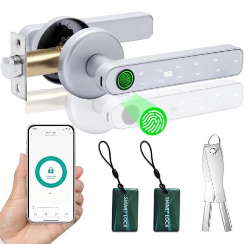 Fingerprint Smart Door Lock 5 in 1 Keyless Entry Door Knob Lock (Silver)