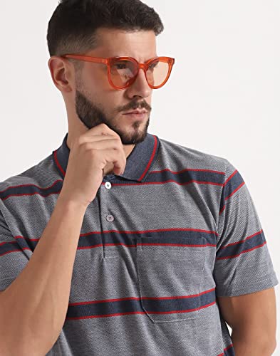 Image of INKKR Striped Men Polo Neck Half Sleeve T-Shirt