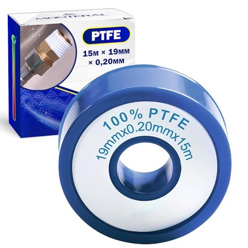 MONTERAL PTFE Ruban Teflon Plomberie 15m x 19mm x 0,20mm Utilisé dans les Sanitaires pour L'étanchéité des Filetages et Raccords