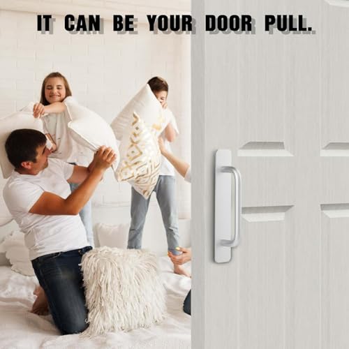 Image of 1 Pcs Self Adhesive Cabinet Door Handle Stick On Handle Self Stick Drawer Pulls No Drill Black Cabinet Pulls Peel and Stick for Glass Sliding (Silver)
