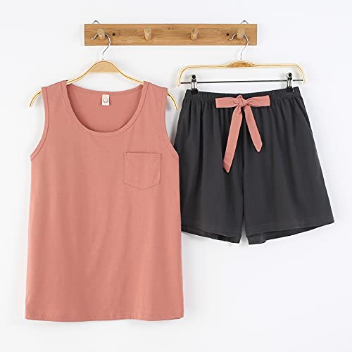 Vopmocld Big Girl's Tank Top and Shorts Cotton Pajama Set Teens Cute Heart Shape Sleepwear Kids Clothes PJS2