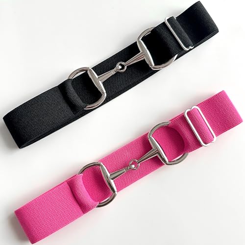 Image of Huaerle 1.5 inch Elastic Equestrian Belt with Bit Buckle and Leather Key Strap