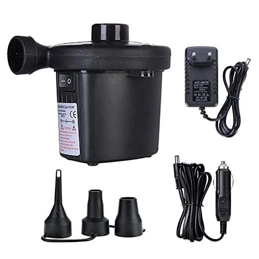 Bomba de Aire Eléctrica, Hinchador Electrico con 3 Boquillas, AC 220V Inflador Electrico 2 en 1 Desinflador para Colchón Hinchable, Barcos Hinchable y Piscina Inflable