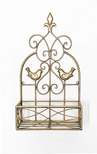 CBI Gold Coloured Wall Mounted Metal Shelf Decorative Planter Flower Pot Plant Holder Shelf Rack 48cm x 30cm