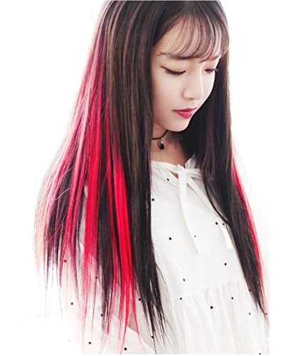 HARSW 10本セット ワンタッチ ストレート ポイント メッシュ エクステ カラー クリップ 単色 ぱっちん エクステンション