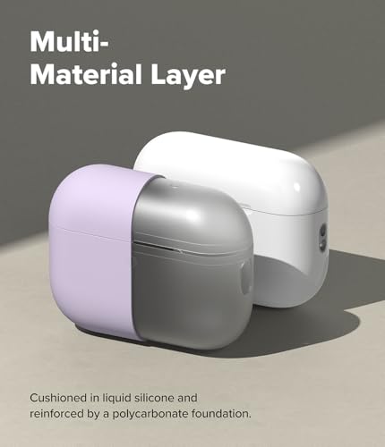 Image of Ringke Silicone for AirPods Pro 3 Case with Carabiner [Soft Premium Liquid Silicone] Slim Oil & Smudge Resistant Shockproof Protective Cover - Light Purple